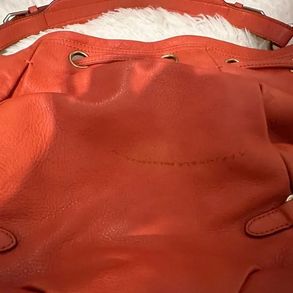 MCM Orange Leather Hobo Bag with Gold Details - Picture 12 of 16
